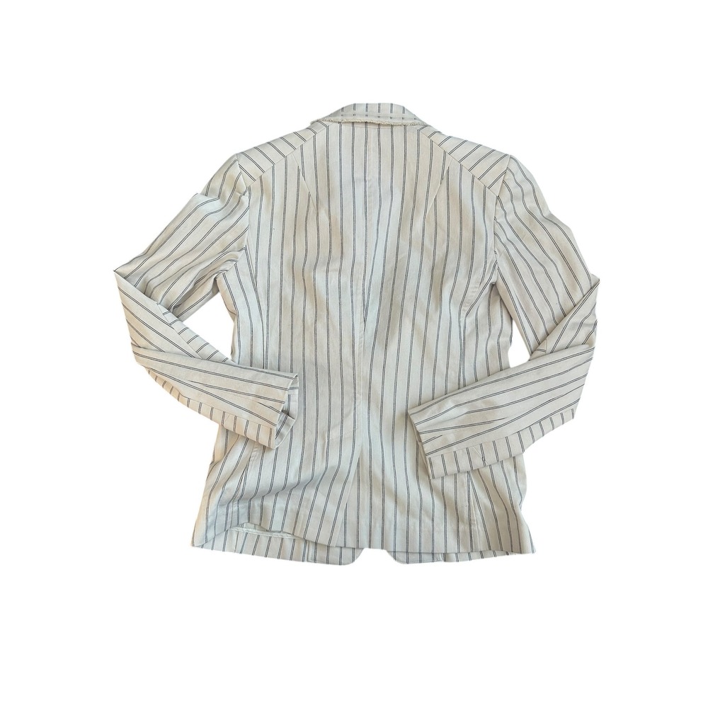 Rag & Bone New York Millie Blazer Cream Pinstripe Fringe Trim Single Button 4 - Picture 7 of 8